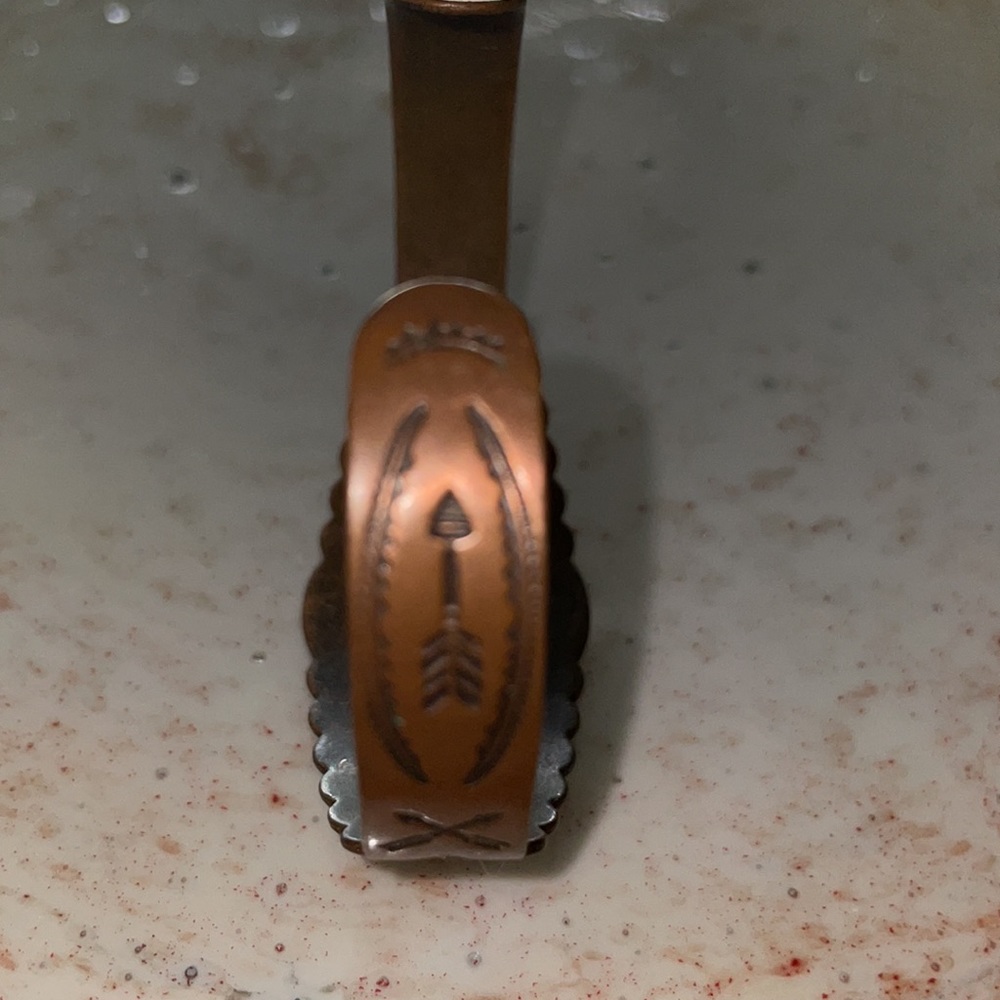 Vintage Copper Bracelet Arrowhead Engraved Adjustable Width - Picture 5 of 10